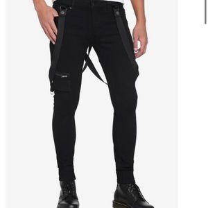 Hot Topic HT Denim Black Bondage Stinger Skinny Jeans